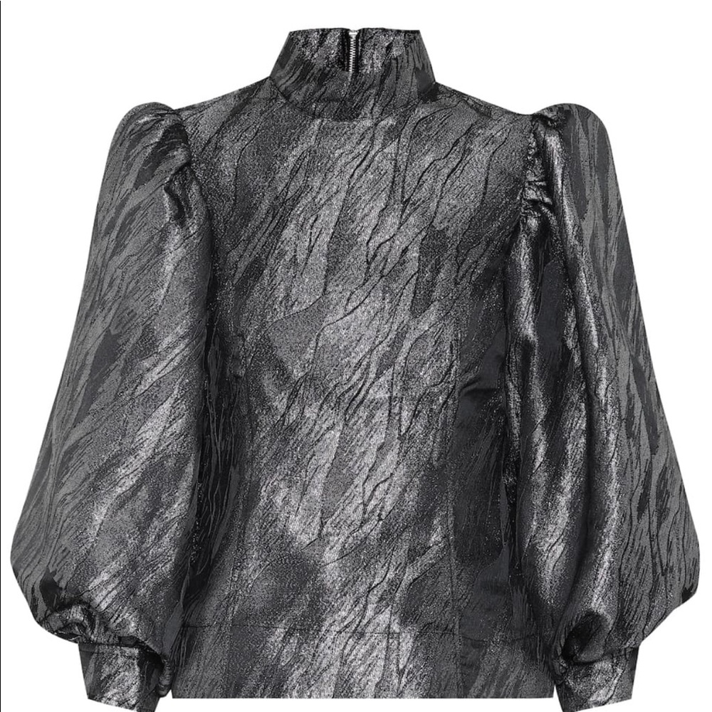 Brand New GANNI Metallic jacquard blouse